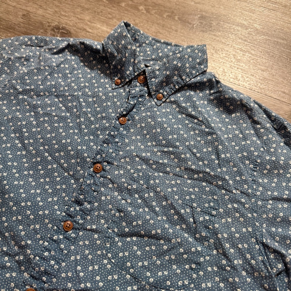 J Crew Shirt Mens Small Blue Geometric All Over Print Cotton Button Up - Picture 3 of 10